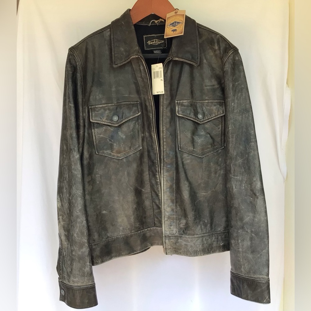 Antique black leather jacket, new with tags, size xl